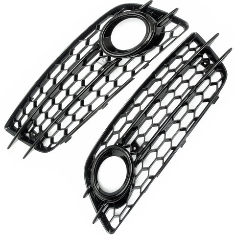 MagicKit Pair Front Bumper Fog Light Cover Grille – For Audi A4 B8 S-Line 2009-2012 Pre-Facelift