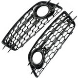 Audi A4 B8 08-12 S-Line Honeycomb Fog Light Grilles Covers Pair Gloss Black