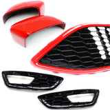 Ford Focus mk3 Black Edition Front Grilles & Red Mirror Covers