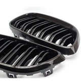 BMW 2 Series F22 Carbon Fibre Effect Black Dual Line Front Grilles