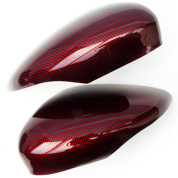 Ford Fiesta mk7 Red Black Carbon Fibre Effect Wing Mirror Covers Caps Pair