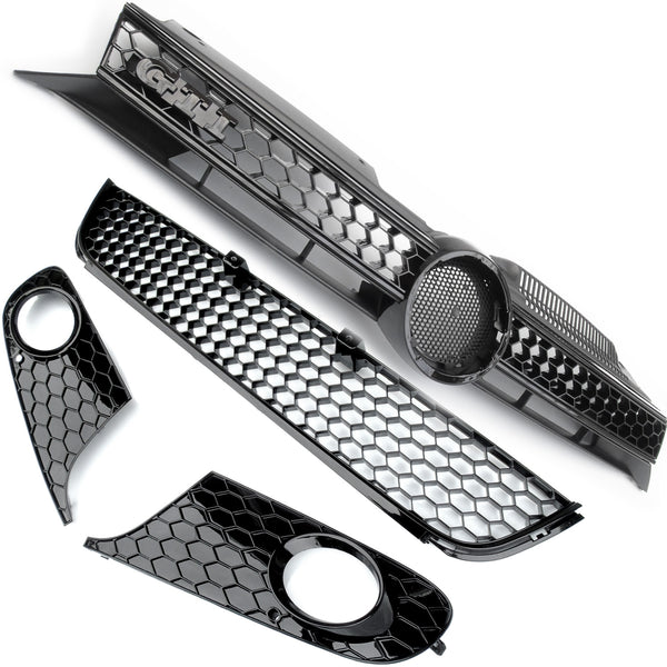VW Golf mk6 All Black GTI Style Honeycomb Mesh Front Bumper Grilles