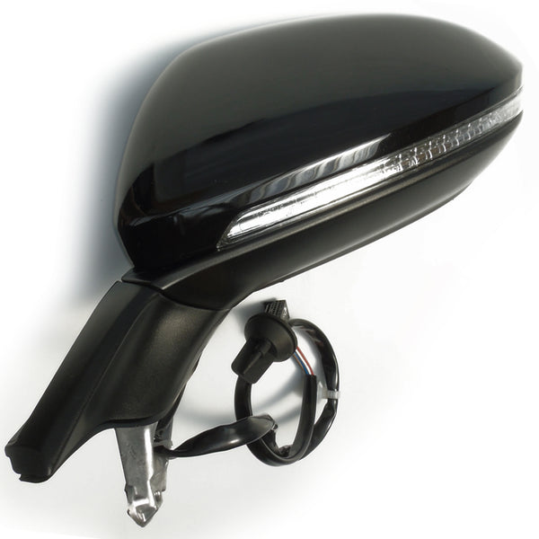 Complete Door Wing Mirror Left Side Deep Black to Fit VW Golf mk7