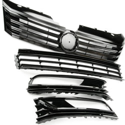 VW Passat B7 2010-14 All Gloss Black Front Bumper Grilles & Fog Kit