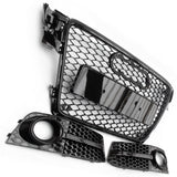Audi A4 B8 RS4 Style Honeycomb Front Grille & Fog Light Covers Kit